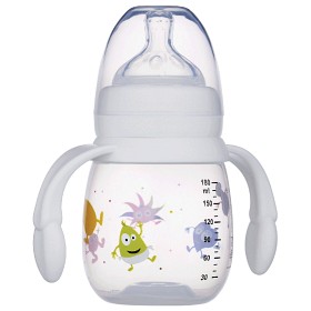 Bild på 2B Baby Babblarna Nappflaska med handtag Vit 180 ml