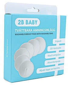 Bild på 2B Baby Tvättbara Amningsinlägg 6-pack med tvättpåse