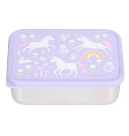 Bild på A Little Lovely Company Stainless Steel Lunch Box with PP Lid, Unicorn Dreams