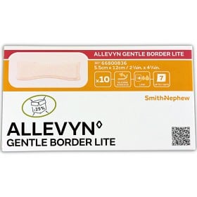 Bild på Allevyn Gentle Border Lite, vidhäftande förband, 5,5 x 12 cm 10 st