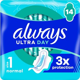 Bild på Always Ultra Bindor Normal (storlek 1) med vingar 14 st