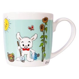 Bild på Bamse Mugg Lille Skutt i trädgård (Turkos)