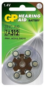 Bild på GP Batteri Hörapparat zink luft  ZA312 1,44V 6 st 