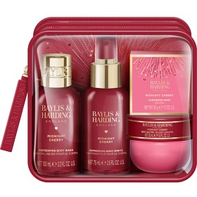 Bild på Baylis & Harding Midnight Cherry Travel Bag Gift Set 275 ml