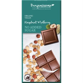 Bild på Benjamissimo Choklad Mylk Rostad Hasselnöt & Mullbär Sockerfri 70 g