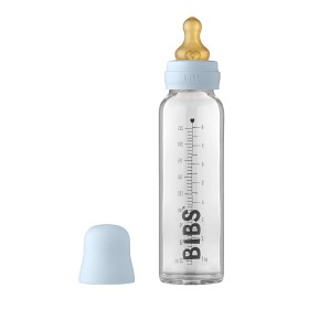 Bild på BIBS Baby Glass Bottle Complete Set Latex 225 ml Baby Blue
