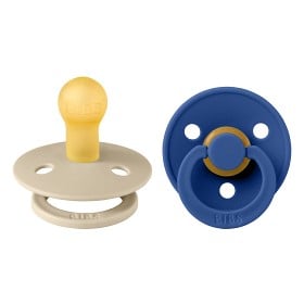 Bild på BIBS Colour 2-pack Latex Napp 0-6 mån (Vanilla/Cornflower)