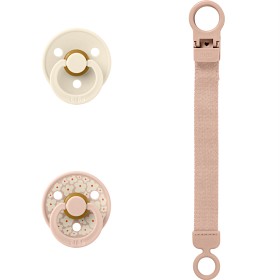 Bild på BIBS Colour Pacifier & Loop Clip Gift Set Latex Size 1, Blush