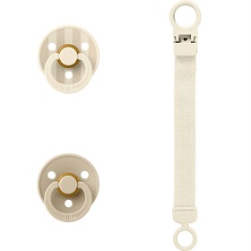 Bild på BIBS Colour Pacifier & Loop Clip Gift Set Latex Size 1, Ivory