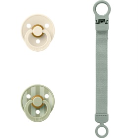Bild på BIBS Colour Pacifier & Loop Clip Gift Set Latex Size 1, Sage