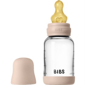 Bild på BIBS Glass Baby Bottle Round Latex 120 ml Slow Flow Blush