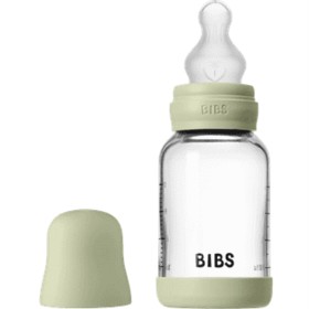 Bild på BIBS Glass Baby Bottle Round Silicone 120 ml Slow Flow Sage