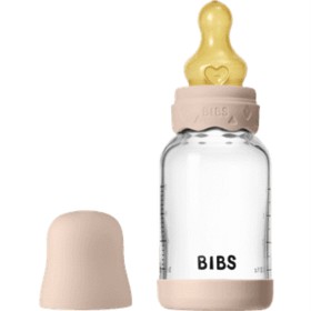 Bild på BIBS Glass Boheme Baby Bottle Round Latex 120 ml Slow Flow Blush