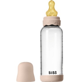 Bild på BIBS Glass Boheme Baby Bottle Round Latex 240 ml Medium Flow Blush