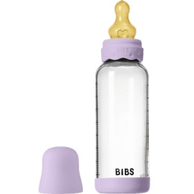 Bild på BIBS Glass Boheme Baby Bottle Round Latex 240 ml Medium Flow Violet Sky