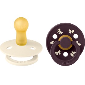 Bild på BIBS Pacifier Colour Holiday Bow 2-pack Latex Size 2, Ivory/Plum