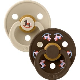 Bild på BIBS Pacifier Colour Holiday Horse 2-pack Latex Size 1 Vanilla/Mocha