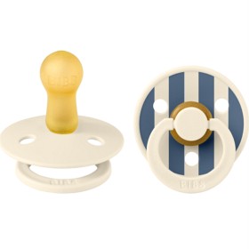 Bild på BIBS Pacifier Studio Colour 2-pack Pin Latex Size 2 Ivory Steel Blue Mix