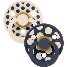 Bild på BIBS Pacifier Studio Colour 2-pack Polka Mix Latex Size 1 Ivory/Deep Space