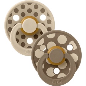 Bild på BIBS Pacifier Studio Colour 2-pack Polka Mix Latex Size 1 Vanilla/Dark Oak