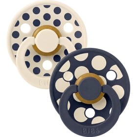Bild på BIBS Pacifier Studio Colour 2-pack Polka Mix Latex Size 2 Ivory/Deep Space
