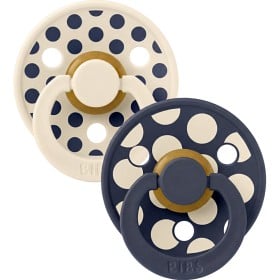 Bild på BIBS Pacifier Studio Colour 2-pack Polka Mix Latex Size 3 Ivory/Deep Space