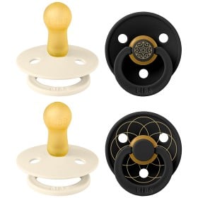Bild på BIBS Pacifier Studio Colour 4-pack Noor & Layl Latex Size 2 Ivory Gold Black Gold