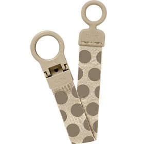 Bild på BIBS Studio Pacifier Clip Loop Polka Mega Vanilla Dark Oak