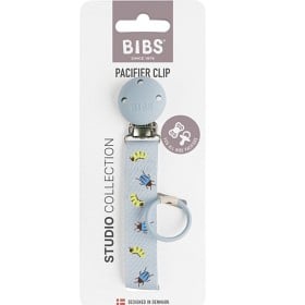 Bild på BIBS Studio Pacifier Clip Ribbon Caterpillar Beetle Mix Dusty Blue