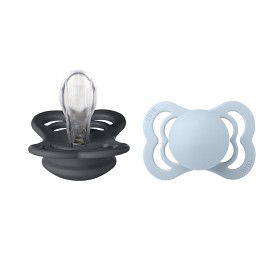 Bild på BIBS Supreme 2-pack Silicone Size 1 Iron/Baby Blue
