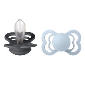 Bild på BIBS Supreme 2-pack Silicone Size 2 Iron/Baby Blue