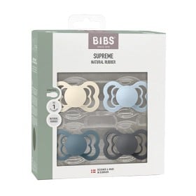 Bild på BIBS Supreme Latexnapp 4-pack Size 2 (Ivory/Baby Blue/Petrol/Iron