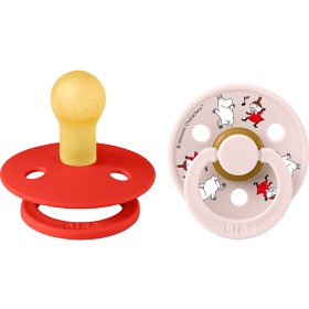Bild på Bibs x Moomin Pacifier Colour 2-pack Dancing Latex Size 1, Candy Apple Mix