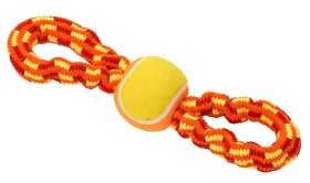 Bild på Buster Colour Bungee Rope Double Handle med tennisboll, Röd/Orange 28 cm