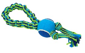 Bild på Buster Colour Bungee Rope Double Knot med tennisboll, Blå/Lime 33 cm