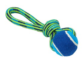 Bild på Buster Colour Tuggaball Handle med tennisboll, Blå/Lime, Small 18 cm