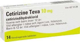 Bild på Cetirizine Teva, filmdragerad tablett 10 mg 14 st