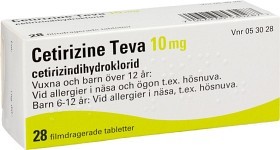 Bild på Cetirizine Teva, filmdragerad tablett 10 mg 28 st