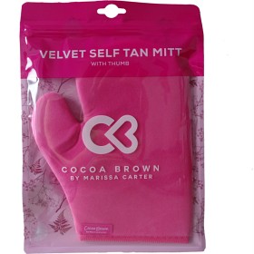 Bild på Cocoa Brown Velvet Thumb Tanning Mitt