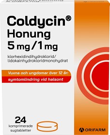 Bild på Coldycin Honung 5 mg/1 mg, 24 sugtabletter