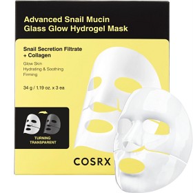 Bild på COSRX Advanced Snail Mucin Glass Glow Hydrogel Mask 34 g x 3 st
