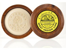 Bild på Crabtree & Evelyn West Indian Lime Shave Soap in Wooden Bowl