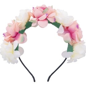 Bild på Dazzling Blom-diadem med rosa och vita blommor