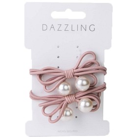 Bild på Dazzling Hårsnoddar pärlor rosa 2-pack