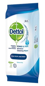 Bild på Dettol Power & Pure Universal Desinfektionswipes 72 st