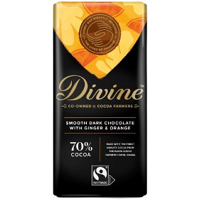 Bild på Divine Dark Chocolate 70% with Ginger & Orange 90 g