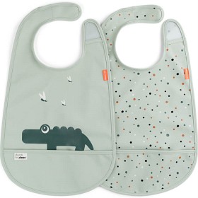Bild på Done by Deer Bib with velcro 2-pack Croco Green