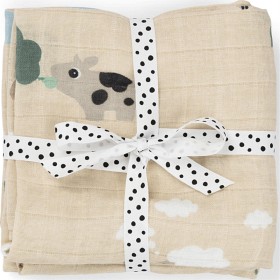 Bild på Done by Deer Burp Cloth 2-pack Tiny Farm, Sand