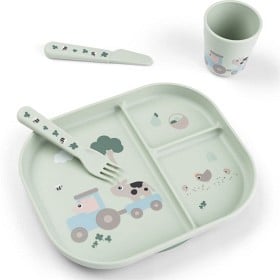 Bild på Done by Deer Foodie Dinner Set with suction, Tiny farm Green