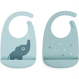Bild på Done by Deer Silicone Bib 2-pack Elphee, Blue